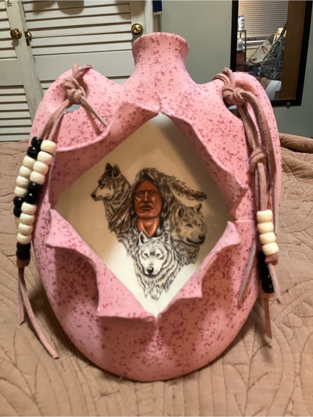 Pink Speckled Ceramic Decanter